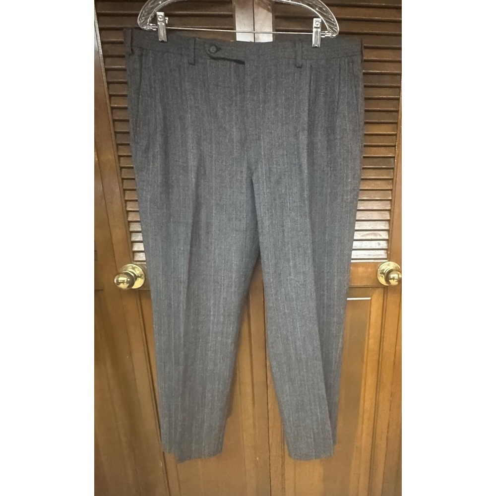 Christian Dior Monsieur Gray Pinstripe‎ Pleated Dress Pants Men 40x29 Wool Vtg